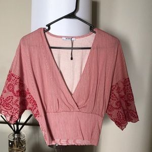 Zara red and white top